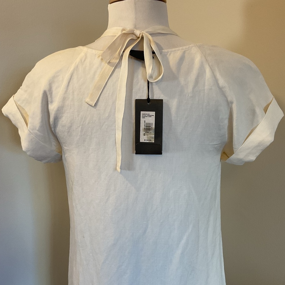 NWT Armani Exchange White Tunic with Embellishments Silk/Linen Blend Size 2 - Picture 7 of 10